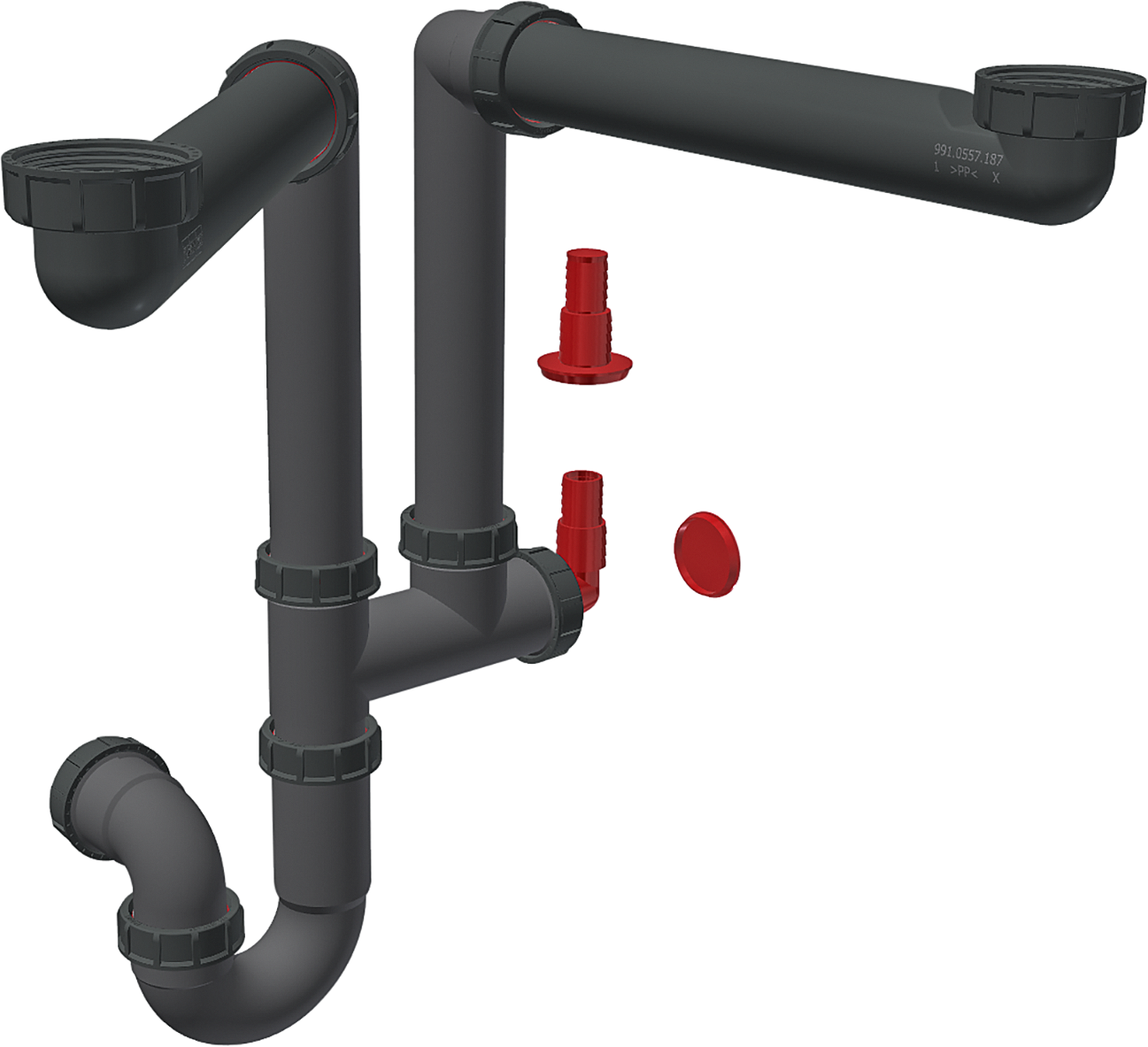 Siphon 2 cuves av prise MLV 40/50mm