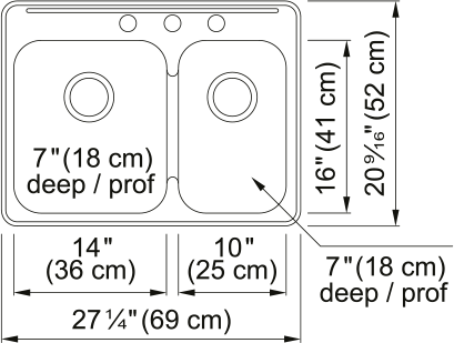 Sink below RF 3枚セット Kindred Reginox Drop In Sink - RCL2027R-3N Stainless steel