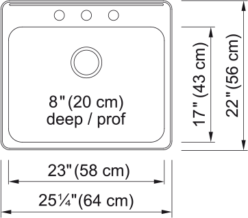 Kindred Steel Queen Drop In Sink QSLA2225-8-3 Stainless Kindred Steel Queen Drop In Sink QSLA2225-8-3 Stainless