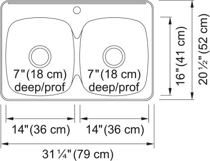 Kindred Reginox Drop In Sink - PDL5279-3 Stainless steel Kitchen Sink