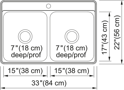 KINDRED Creemore Drop In Sink - CDLA3322-7-1N Stainless