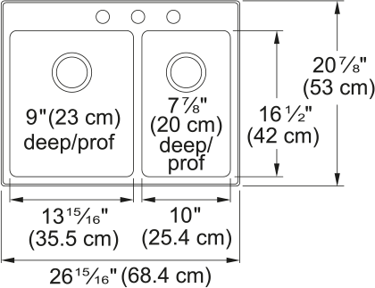 Kindred Brookmore Drop In Sink - BCL2127R-9-3 Stainless steel