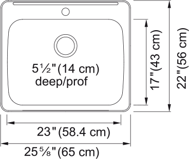 Kindred Reginox Drop In Sink - RSLA2522-55-1 Stainless steel