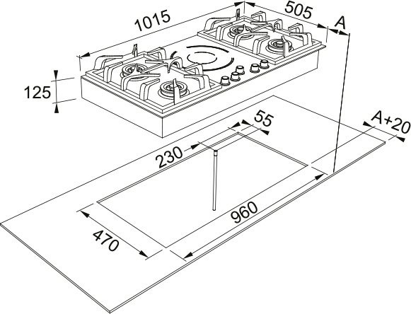 101.5cm Dual Cooktop FIXG905B1L