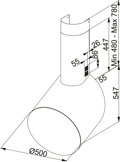 Hotte FHO 508 BK W XS