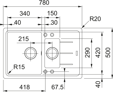 Zlewozmywak wbudowywany Basis BFG 651-78