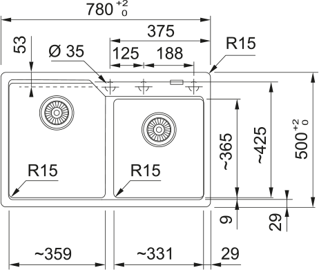 Zlewozmywak wbudowywany Urban UBG 620-78