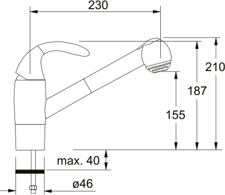 Arm 800 Brause Oben HD Chrom