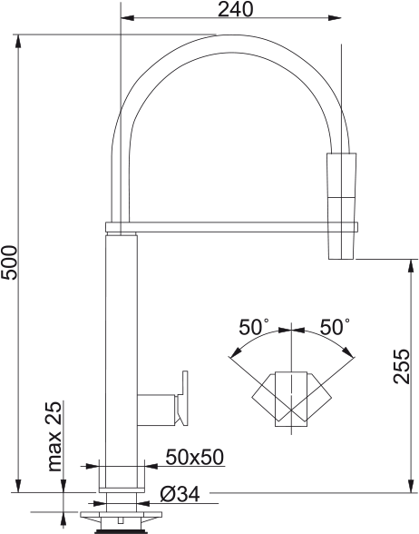 Tap Centinox nozzle side HP SS