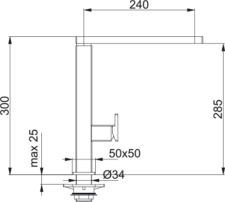 Tap Centinox spout side HP chrome