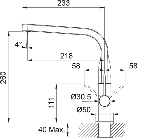 Tap Sinos spout side HP chrome