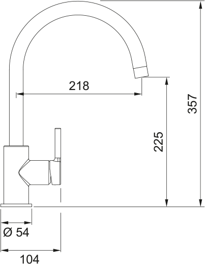Kitchen Tap Lina XL Side Lever Chrome - Brass