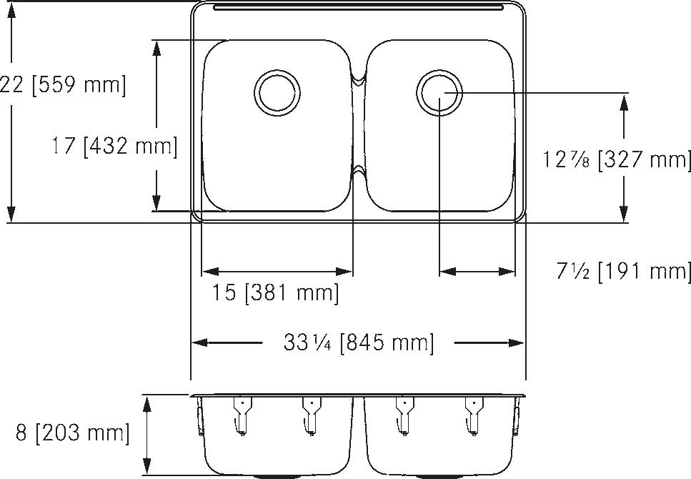 LBD7508-1 Double bowl topmount, 20 ga