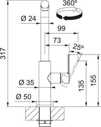 Miscelatore cucina MARIS SLIM L DOCCIA CROMATO - Ottone